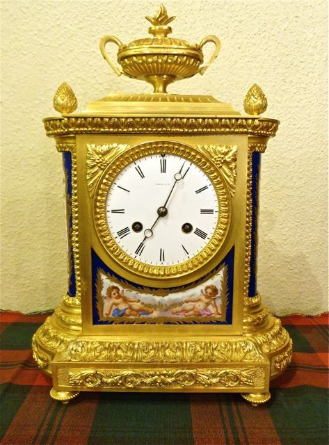 French Ormolu Porcelain-mounted Mantle Clock