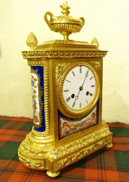 fig 1. FRENCH ORMOLU PORCELAIN-MOUNTED MANTLE CLOCK