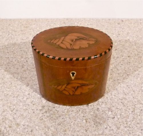Pretty Late 18th/early 19th Century Oval Tea Caddy