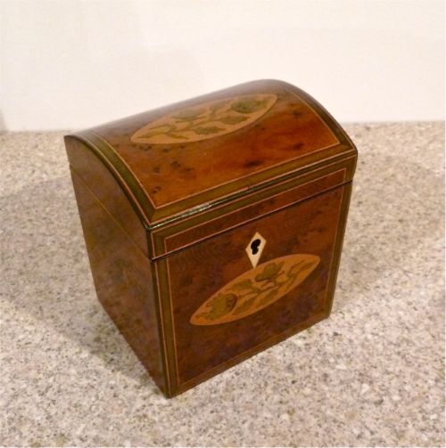 Sheraton Period Inlaid Yew-wood Tea Caddy