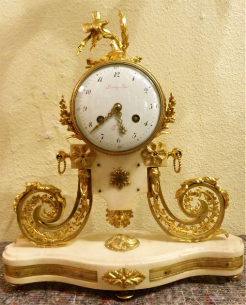 French White Marble & Ormolu Mantle Clock