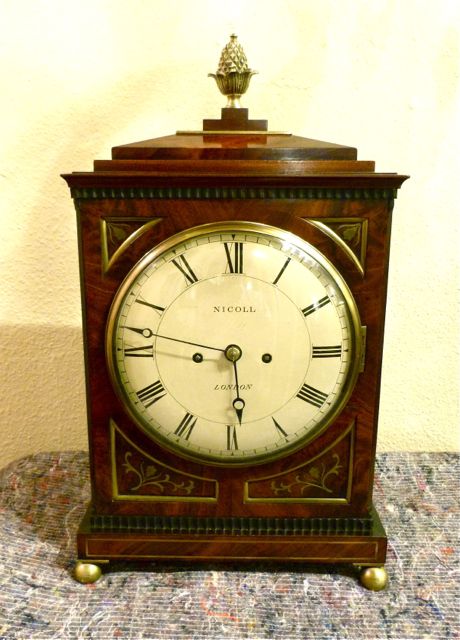 Good Regency Brass-inlaid Mahogany Bracket Clock