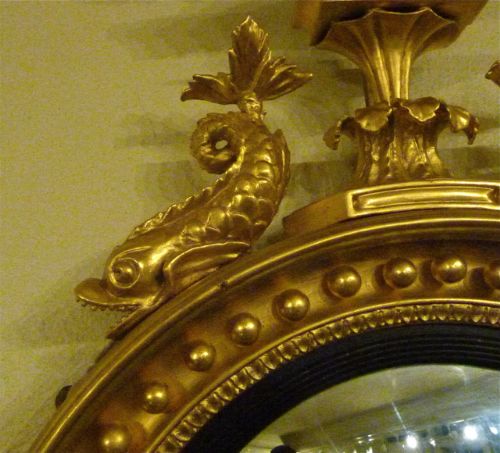 fig 1. A LARGE IMPRESSIVE REGENCY GILTWOOD CONVEX MIRROR