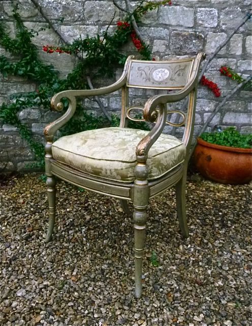 Pretty Regency Painted Drawing Room Armchair
