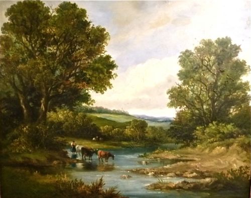 Alfred Vickers: English Landscape Oil on Canvas