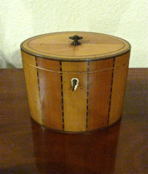 Unusual Early 19the Century Oval Tea Caddy
