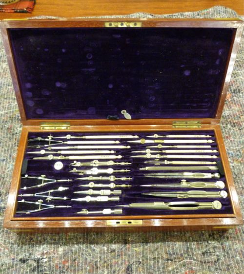 Superb Fitted Drawing Instruments Box