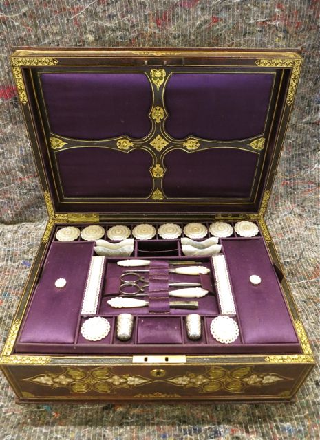 Fitted Sewing Box with Superb Original Contents