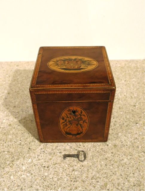Late 18th Century Marquetry Inlaid Tea Caddy