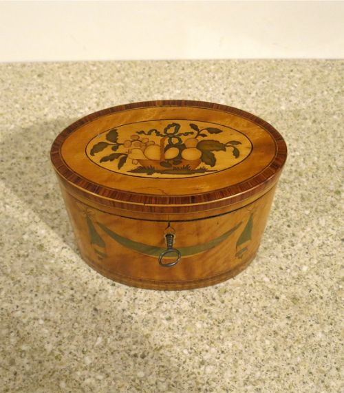 fig 1. LATE 18TH CENTURY MARQUETRY-INLAID SATINWOOD OVAL CADDY