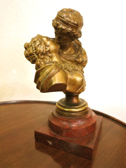 Charming French Bronze Sculpture: "The Kiss"