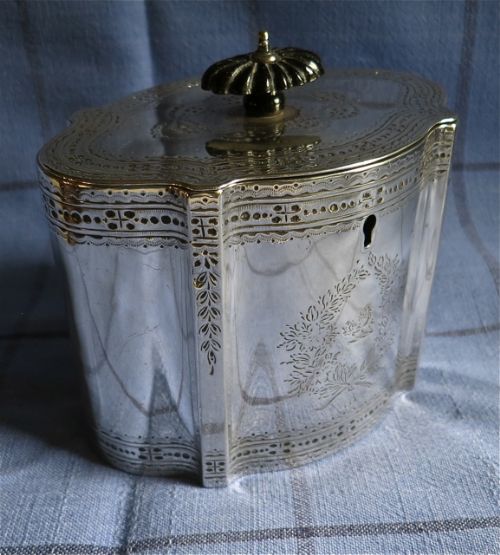 Victorian Silver Bright-cut Tea Caddy