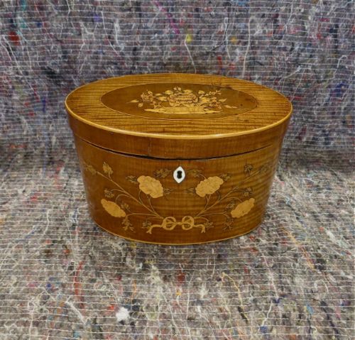 Late 18th Century Inlaid Oval Tea Caddy