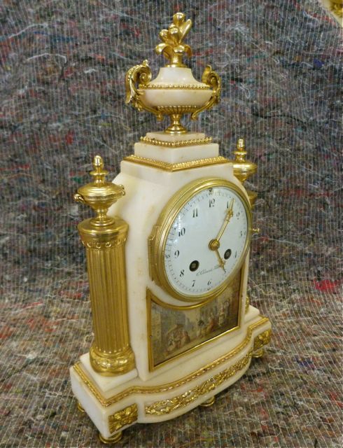fig 1. RARE FRENCH MARBLE & ORMOLU MANTLE CLOCK