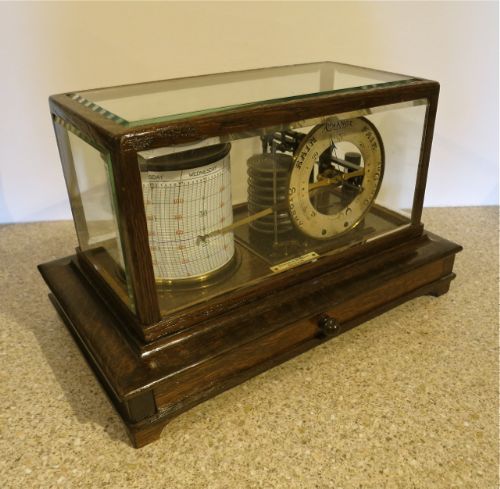 Edwardian Oak Barograph in Full Working Order
