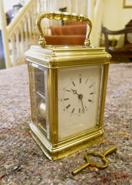 fig 1. FRENCH CARRIAGE CLOCK BY DROCOURT IN A GORGE CASE