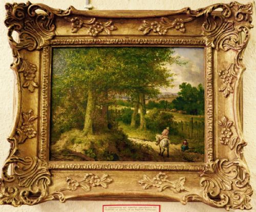 English Oil Painting on Board: Rural Landscape