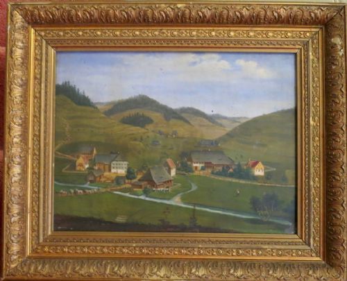 "Naive" Swiss Alpine Oil Painting on Zinc Panel