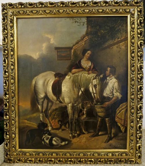 Charming Victorian Oil Painting on Canvas
