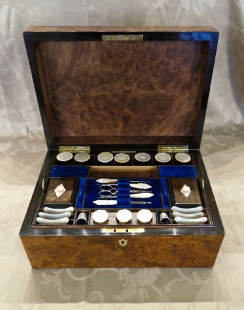 Fully Fitted Burr Walnut Sewing Box