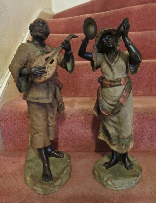 Large Pair of Austrian Terracotta Musicians