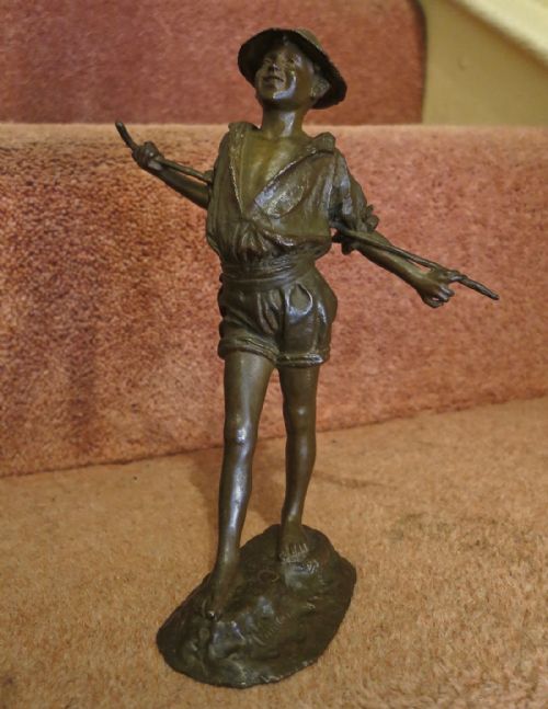 Charming Bronze of a Happy Young Lad