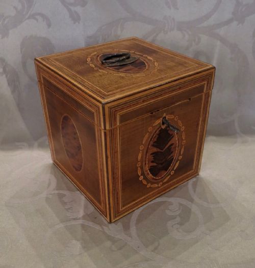 Good George III Inlaid Cube Tea Caddy