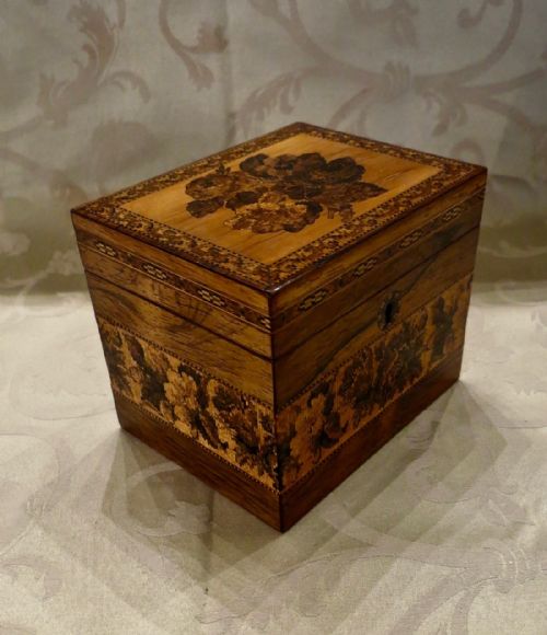Tunbridge-ware Cube Shaped Tea Caddy