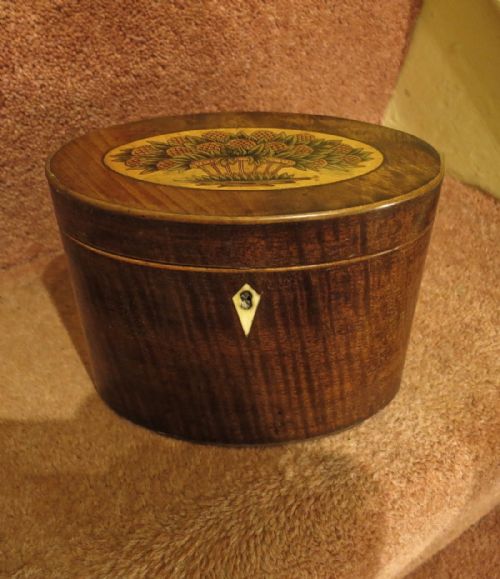 George III  Inlaid Oval Tea Caddy
