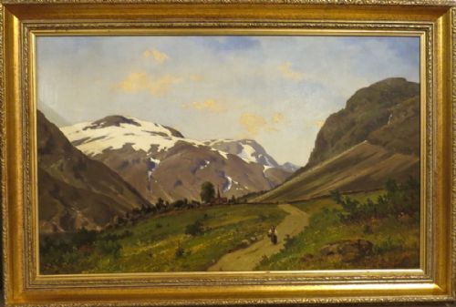 Alpine Landscape: Oil on Canvas