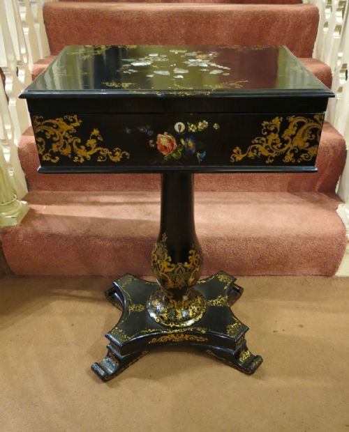 fig 1. FULLY FITTED PAPIER MACHÉ SEWING TABLE