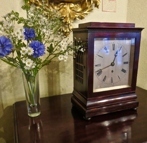Mid-victorian Rosewood Fusee Mantle Clock