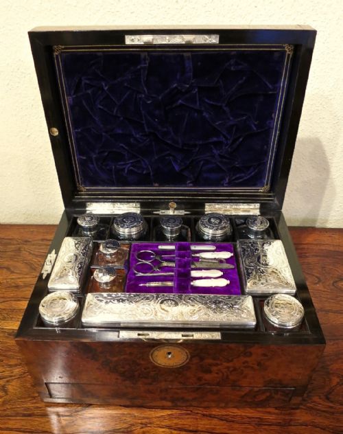 Lady's Walnut Fitted Dressing & Jewellery Box
