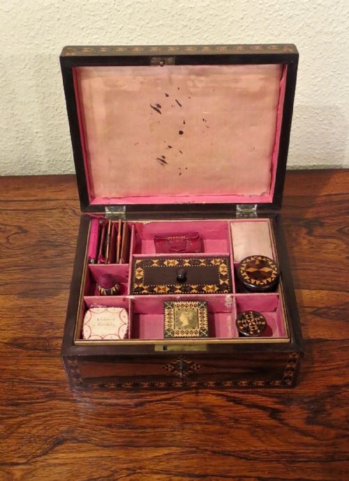 Tunbridge Ware Sewing Box with Many Fittings