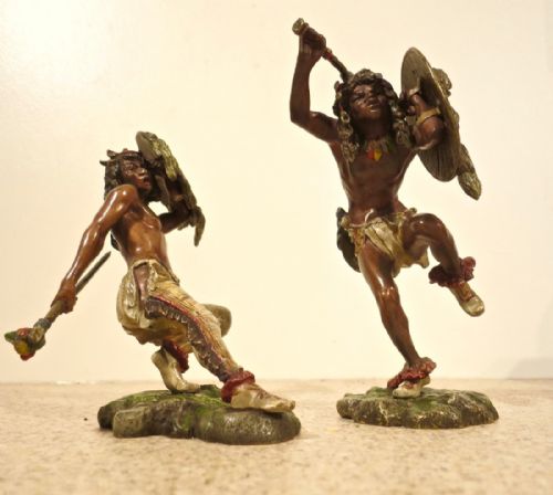 Pair:  Austrian Cold-painted Bronze Native Indians