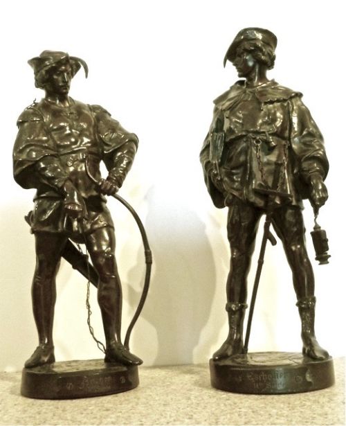 Emile Picault: Fine Pair of Bronze Figures