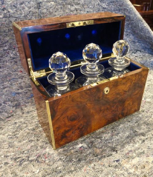Brass-bound Walnut Decanter Box