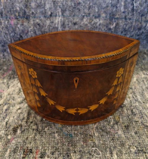 Sheraton Period "Navette" Shaped Tea Caddy