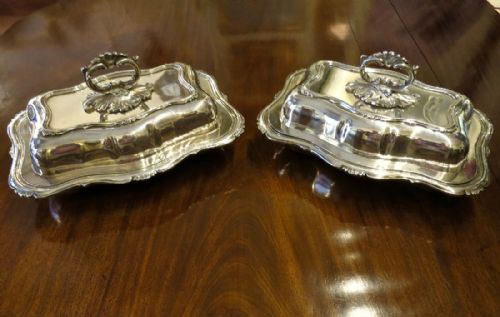 Pair Old Sheffield Plate Entree Dishes