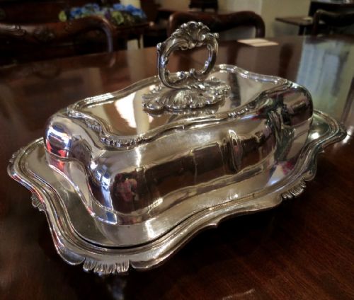 fig 1. PAIR OLD SHEFFIELD PLATE ENTREE DISHES