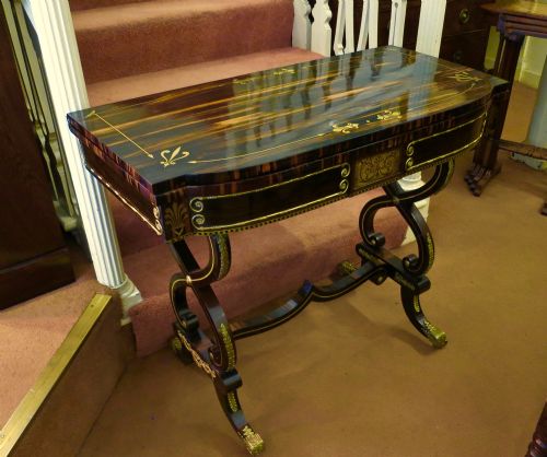fig 1. SPECTACULAR REGENCY COROMANDEL CARD TABLE