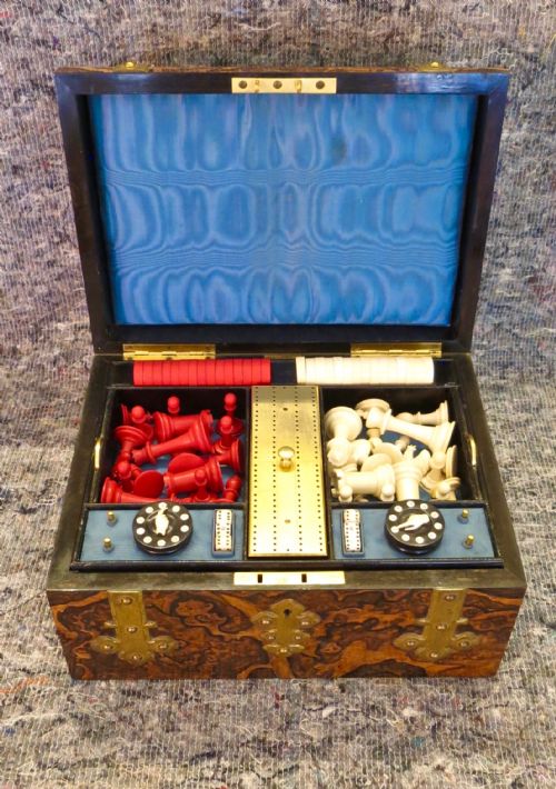 Fully Fitted Burr Walnut Games Compendium