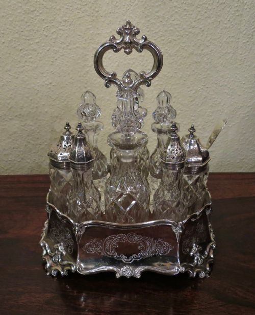 Mid Victorian Silver "Gothic Style" Cruet Set