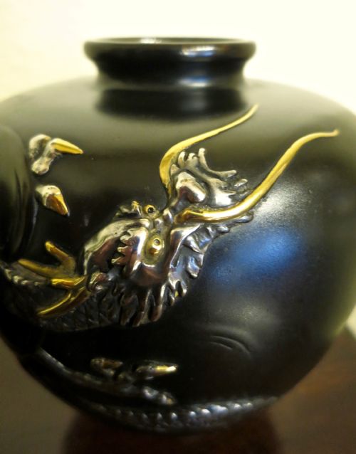 fig 1. INTERESTING PAIR OF JAPANESE BRONZE VASES