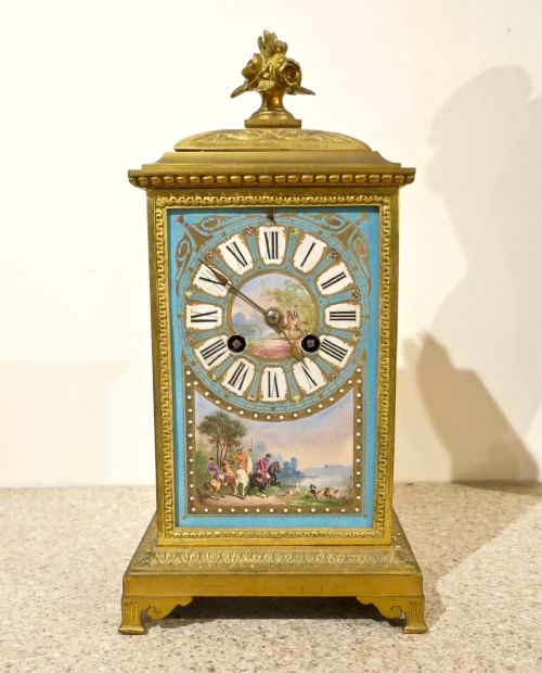 French Porcelain-mounted Ormolu Mantel Clock