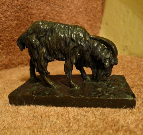 fig 1. SMALL FRENCH BRONZE MOUNTAIN GOAT BY BARYE