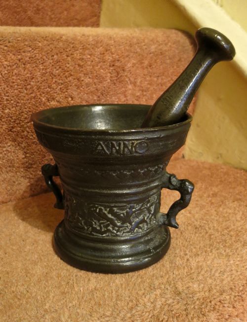 A Rare Bronze Pestle & Mortar Dated 1589