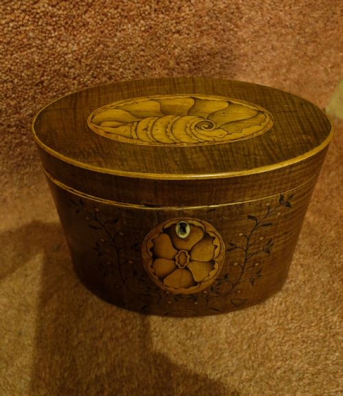 Late 18th Century Inlaid Oval Tea Caddy
