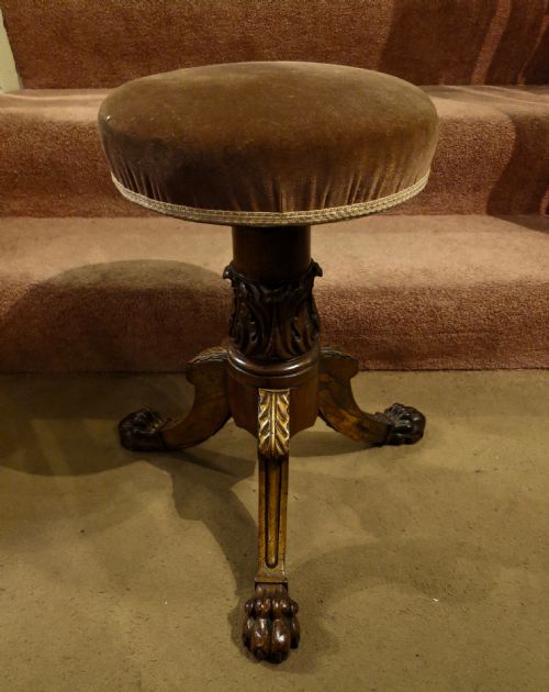 Fine Carved Solid Rosewood Music Stool