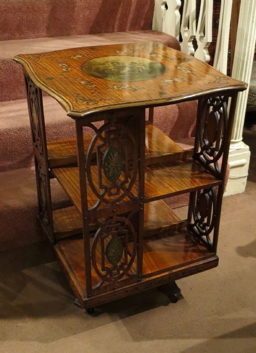 Handpainted Satinwood Revolving Bookcase